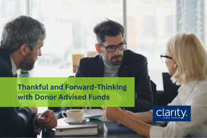 Image of three adult siblings meeting over coffee to discuss the giving choices for their donor advised fund in North Carolina.