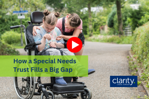 Image of an adolescent girl hugging her sister who is in a wheelchair and has special needs.